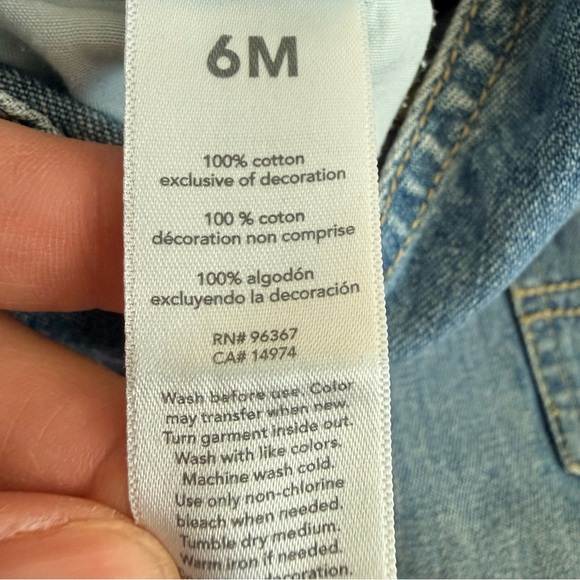 OshKosh B'gosh Blue Denim Shorts Overalls baby size 6M - Picture 5 of 5